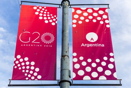 Buenos Aires, Argentina - November 25, 2018: Sign of G20 summit