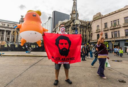 Buenos Aires, Argentina - November 29, 2018: Lula Silva supporter and Trump dollのeditorial素材