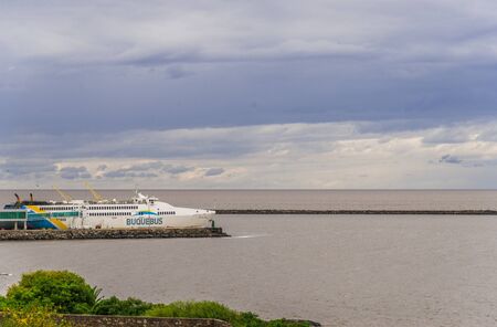 Colonia del Sacramento, Uruguay - February 14, 2019: Buquebus ferry at portのeditorial素材