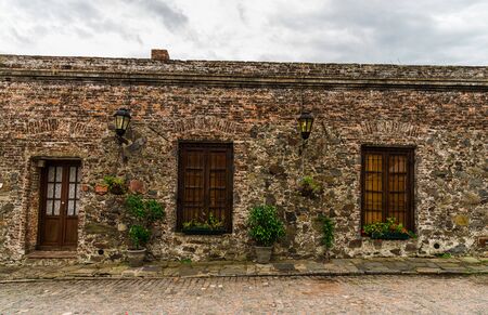 Colorful streets of an old town city with colonial architectureの写真素材