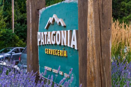 Bariloche, Argentina - March 8, 2019: Sign of Patagonia beer at its breweryのeditorial素材