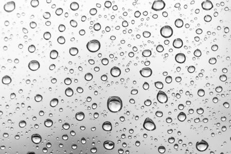 Water drops on glass window white background after the rain in the autumn fallの写真素材