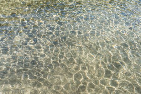 Transparent water surface and sand on the lake bottomの写真素材
