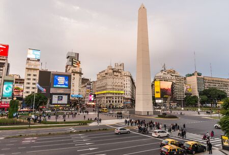 Buenos Aires, Argentina - May 25, 2019: Wide angle view at the Obeliskのeditorial素材