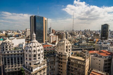 Aerial view of Buenos Aires downtown, Argentina, on a sunny dayの写真素材