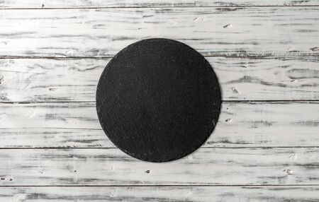 Vintage retro white wood background backdrop with old pattern and black slate.の写真素材