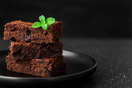 Dark chocolate and cocoa brownie fudge cakes dessertの写真素材