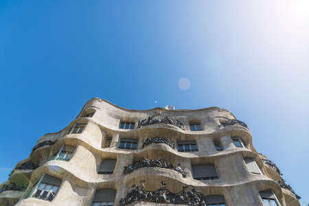 Barcelona, Spain - August 1, 2019: La Pedrera house by Gaudi in Barcelona