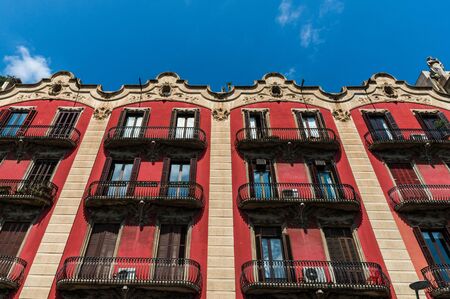 View at traditional colorful Spanish architecture housesの写真素材