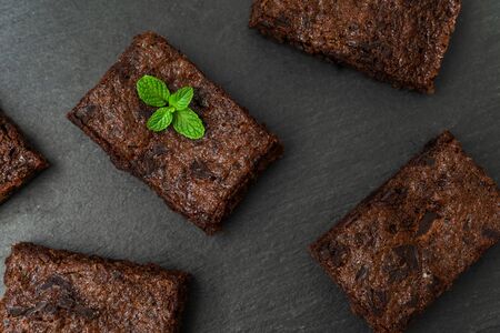 Dark chocolate and cocoa brownie fudge cakes dessert.の写真素材