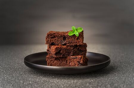 Dark chocolate and cocoa brownie fudge cakes dessert.の写真素材