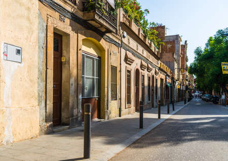 Barcelona, Spain - August 4, 2019: Colorful houses in Eixample neighborhoodのeditorial素材