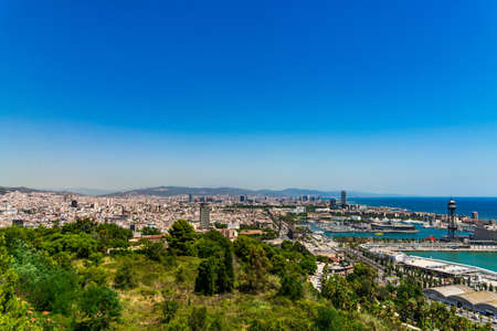 Barcelona, Spain - August 2, 2019: Panoramic view at Barcelona cityのeditorial素材