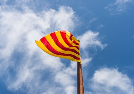 Close up of the official flag of Catalonia regionの写真素材