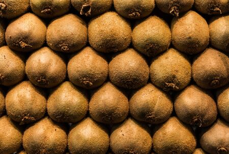 Close up food photo of organic kiwi fruit at the farmers market stall.