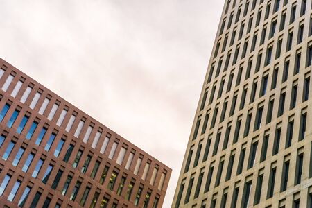 Abstract view of geometrical architecture elements of a buildingの写真素材