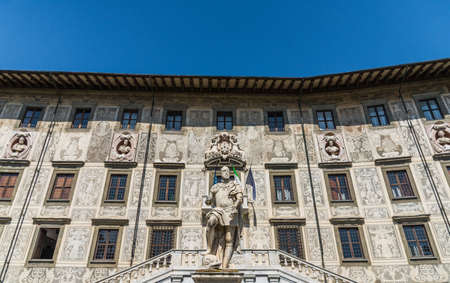 Pisa, Italy - August 9, 2019: Colorful ancient Italian houses in Pisa, Italyのeditorial素材