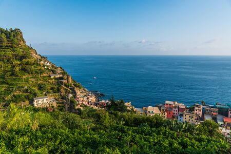 Vernazza village, Italy, with its colorful houses and Ligurian Sea coast.