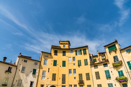 Many traditional colorful ancient Italian architecture houses.の写真素材