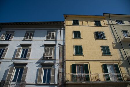 Many traditional colorful ancient Italian architecture houses.の写真素材