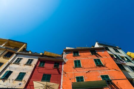 Colorful Italian architecture houses in Riomaggiore village, Cinque Terre.の写真素材