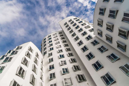 Dusseldorf, Germany - August 11, 2019: View at Gehry Neuer Zollhof buildingsのeditorial素材