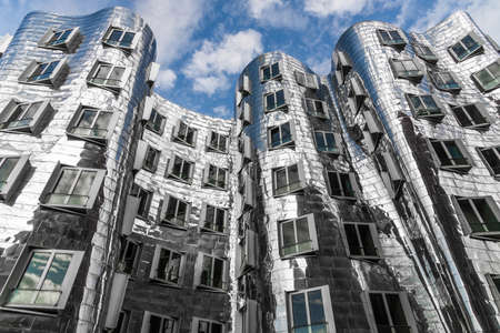 Dusseldorf, Germany - August 11, 2019: View at Gehry Neuer Zollhof buildingsのeditorial素材