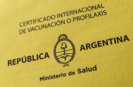 Buenos Aires, Argentina - January 29, 2021: Argentine vaccination certificateのeditorial素材