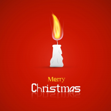 Red Abstract Vector Merry Christmas Background with Burning Candleのイラスト素材