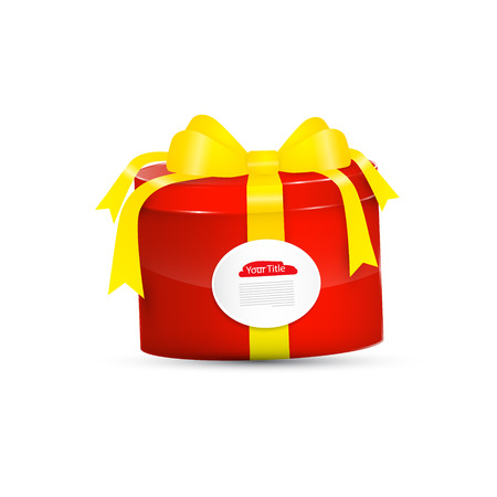 Red Vector Present Box, Gift Box with Yellow Ribbonのイラスト素材
