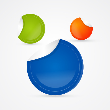 Green, Orange and Blue Vector Empty Stickers, Labels のイラスト素材