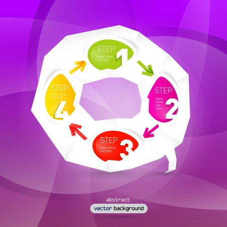 One, two, three, four, steps for tutorial on violet background, infographics layoutのイラスト素材