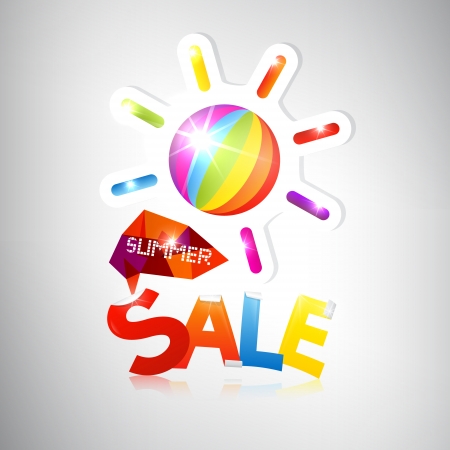 Summer Sale - vector colorful heading with sun のイラスト素材