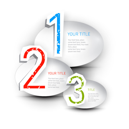 One, two, three, vector paper progress steps for tutorial のイラスト素材