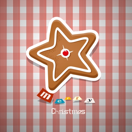 Christmas Background. Gingerbread Star on Tablecloth. のイラスト素材