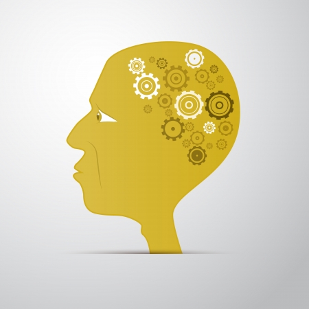 Illustration of Head With Cogs, Gearsのイラスト素材
