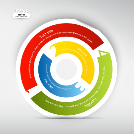 One, two, three, four, colorful vector paper progress steps for tutorial, infographics のイラスト素材