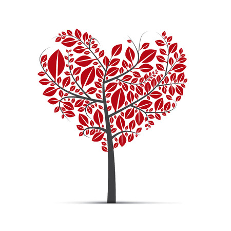 Abstract vector heart-shaped tree on white background のイラスト素材