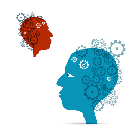 Abstract illustration - cogs - gears in two heads のイラスト素材