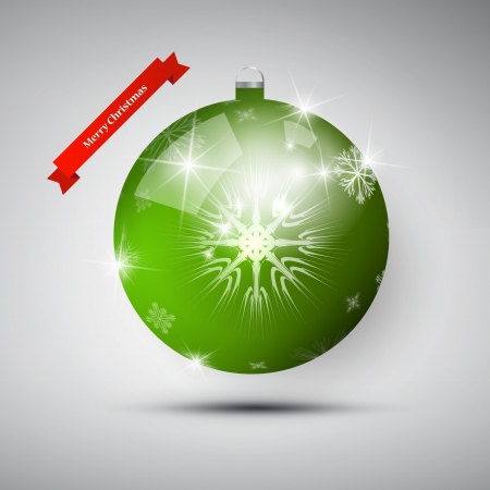 Abstract vector Merry Christmas theme, green christmas ball on grey background のイラスト素材