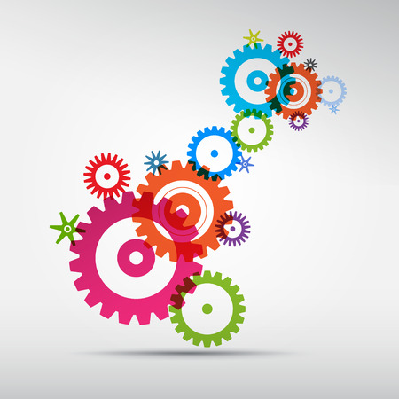 Abstract colorful vector cogs - gears on grey background のイラスト素材