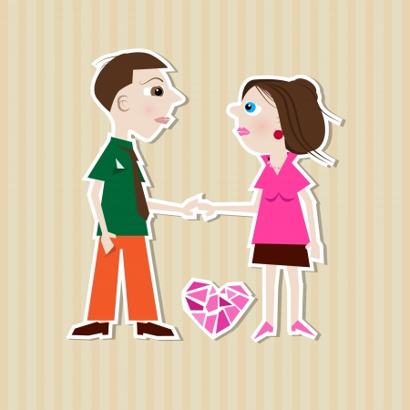 Paper Man, Woman, Heart on Cardboard Backgroundのイラスト素材
