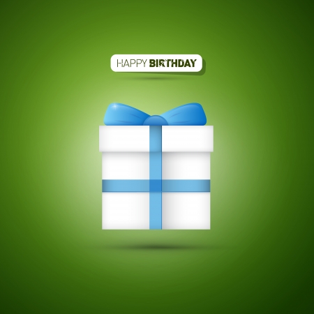 Happy Birthday Green Present With Blue Ribbon のイラスト素材