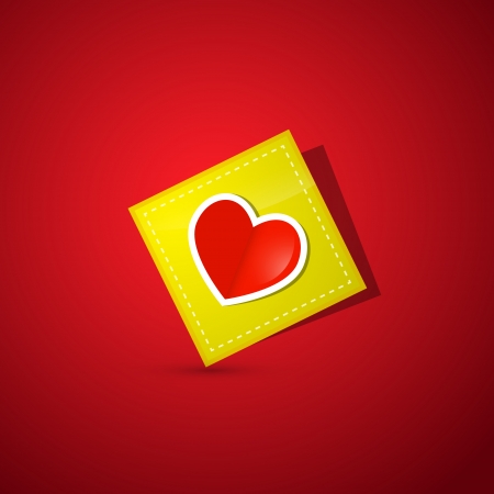 Heart on Yellow Paper on Dark Red Background のイラスト素材