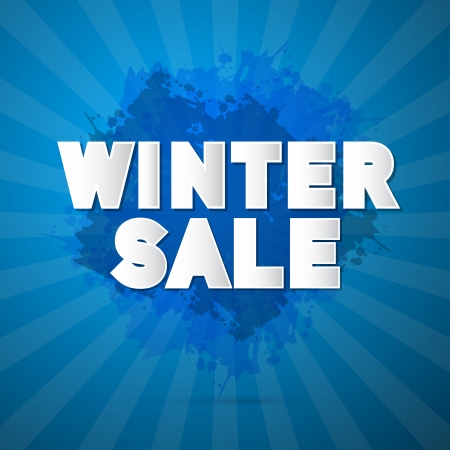 Winter Sale Title on Abstract Blue Background のイラスト素材
