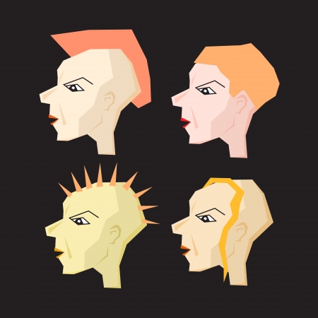 Women Punk Head Illustrationのイラスト素材