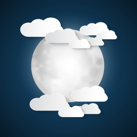 Abstract Vector Moon and Cloudsのイラスト素材