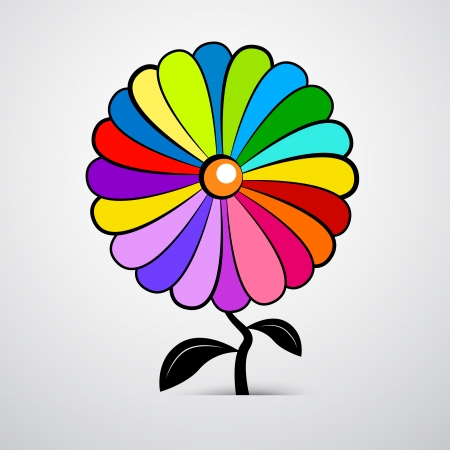 Abstract Colorful Vector Flower Illustration Isolated on White Background のイラスト素材