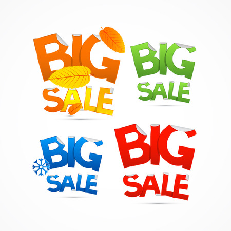 Colorful Big Sale Titles Isolated on White Background のイラスト素材