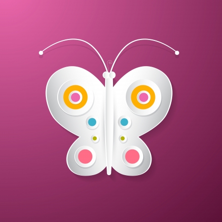 Abstract Vector Paper Butterfly on Pink Backgroundのイラスト素材